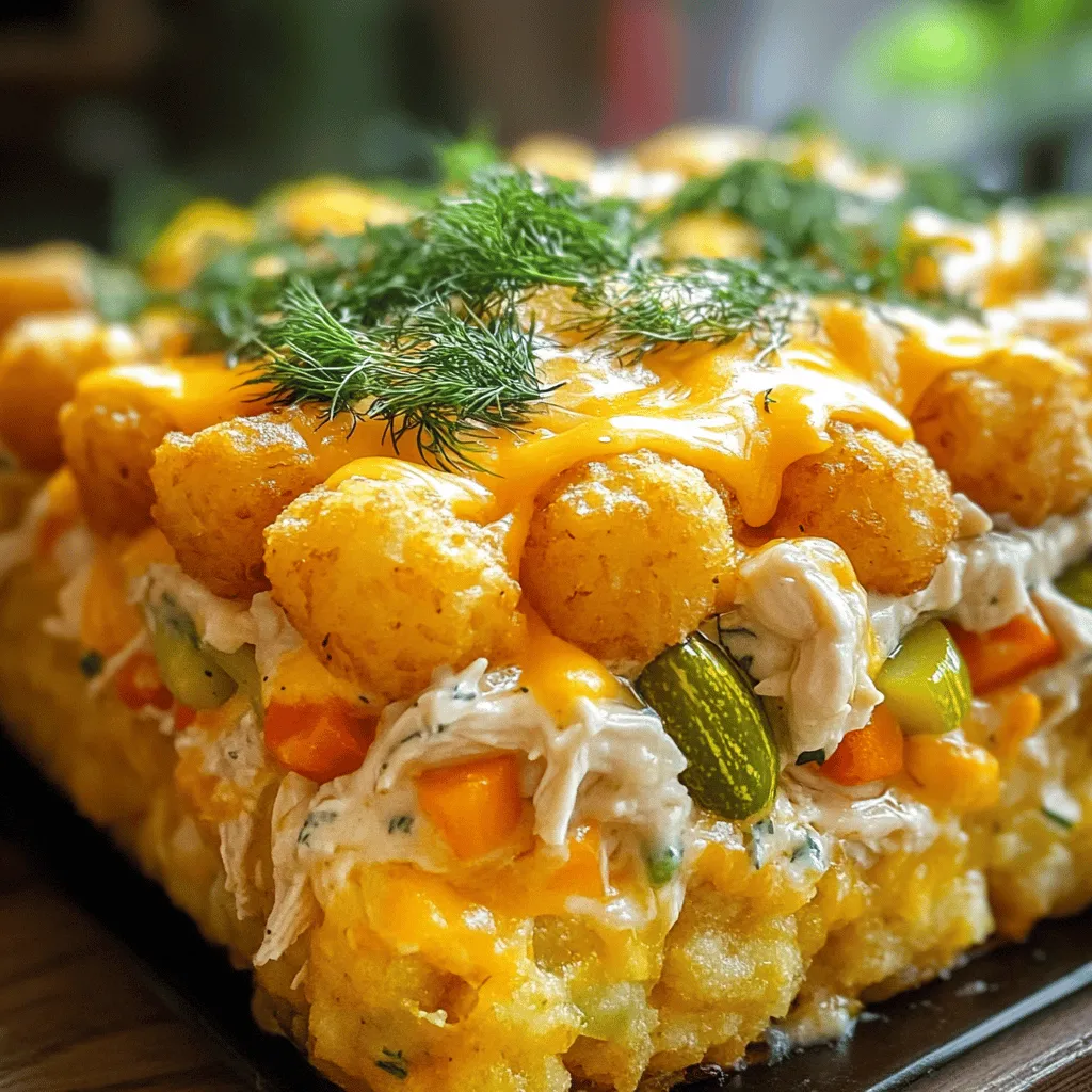 Pickle Ranch Chicken Tater Tot Casserole Delight