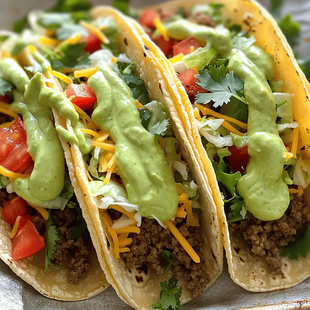 Beef Tacos with Avocado Crema Flavorful Delight