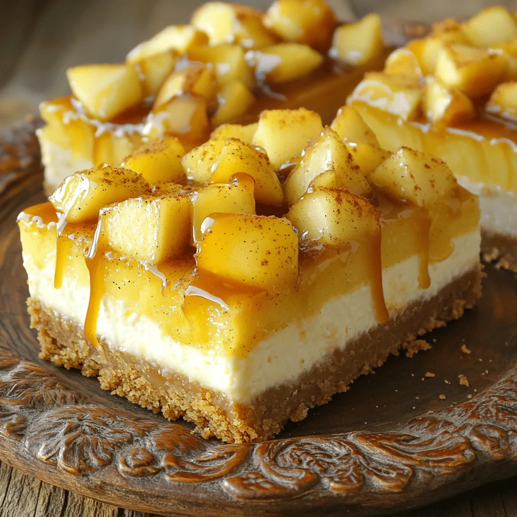 Warm Caramel Apple Cinnamon Cheesecake Bars Delight