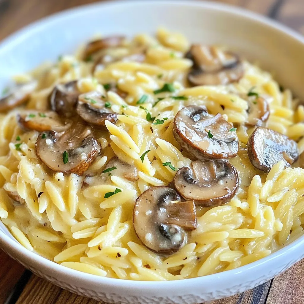 Creamy Garlic Mushroom Orzo Simple and Savory Dish