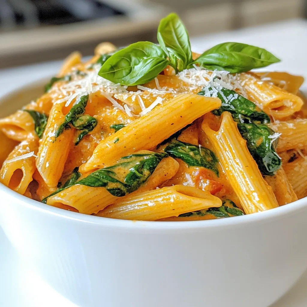 Creamy Tomato Spinach Penne Flavorful Pasta Dish