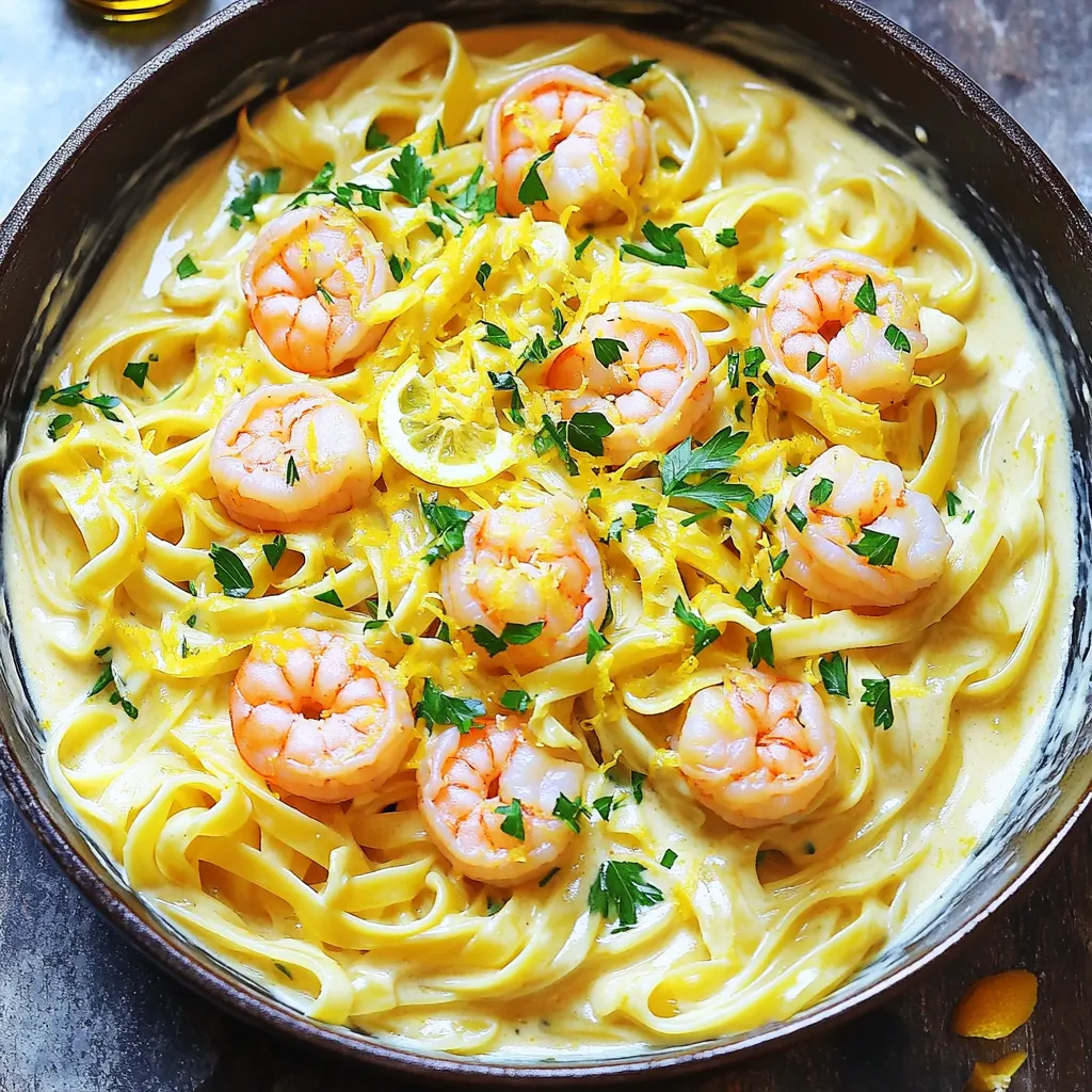 One-Pot Creamy Lemon Garlic Shrimp Pasta Easy Delight