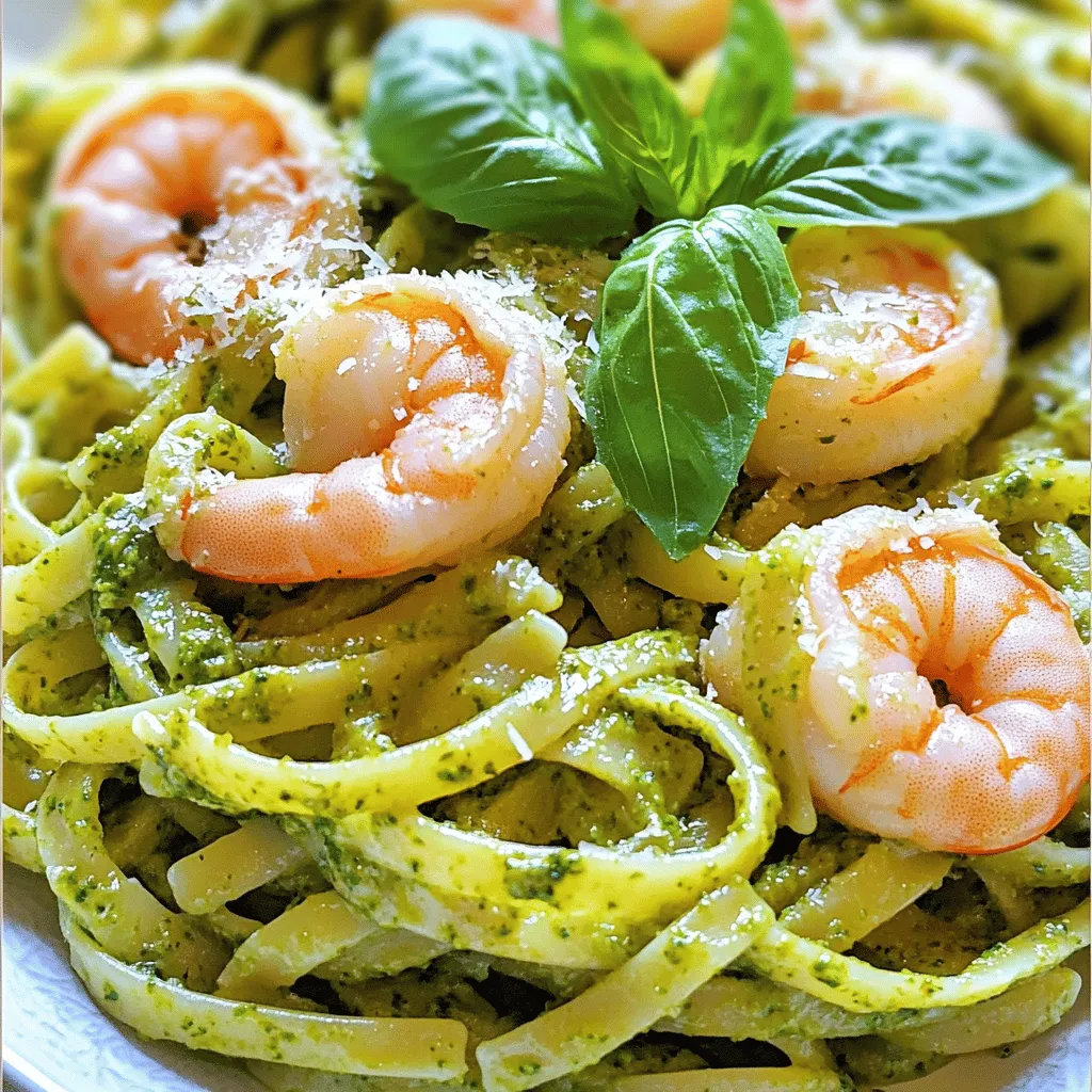 Creamy Pesto Shrimp Linguine Flavorful Dinner Delight