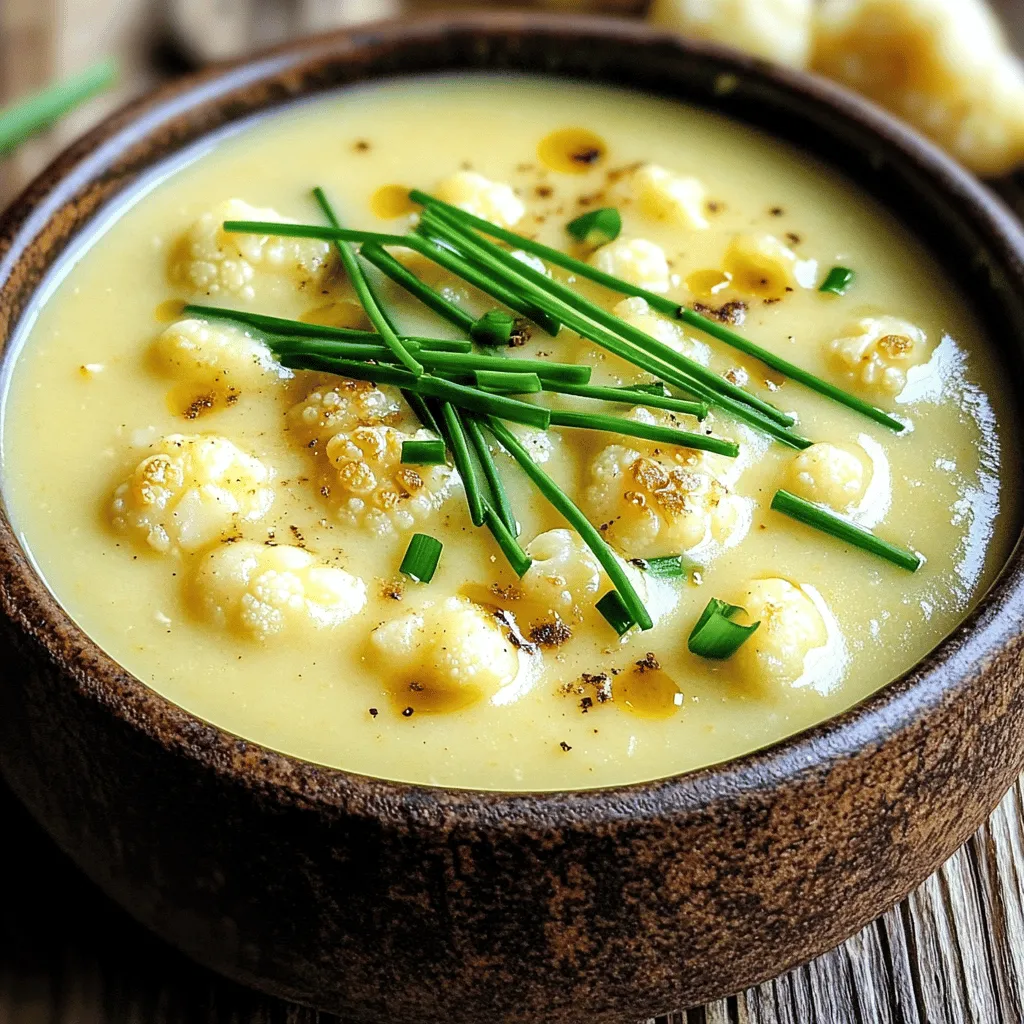 Roasted Garlic Cauliflower Soup Flavorful and Creamy