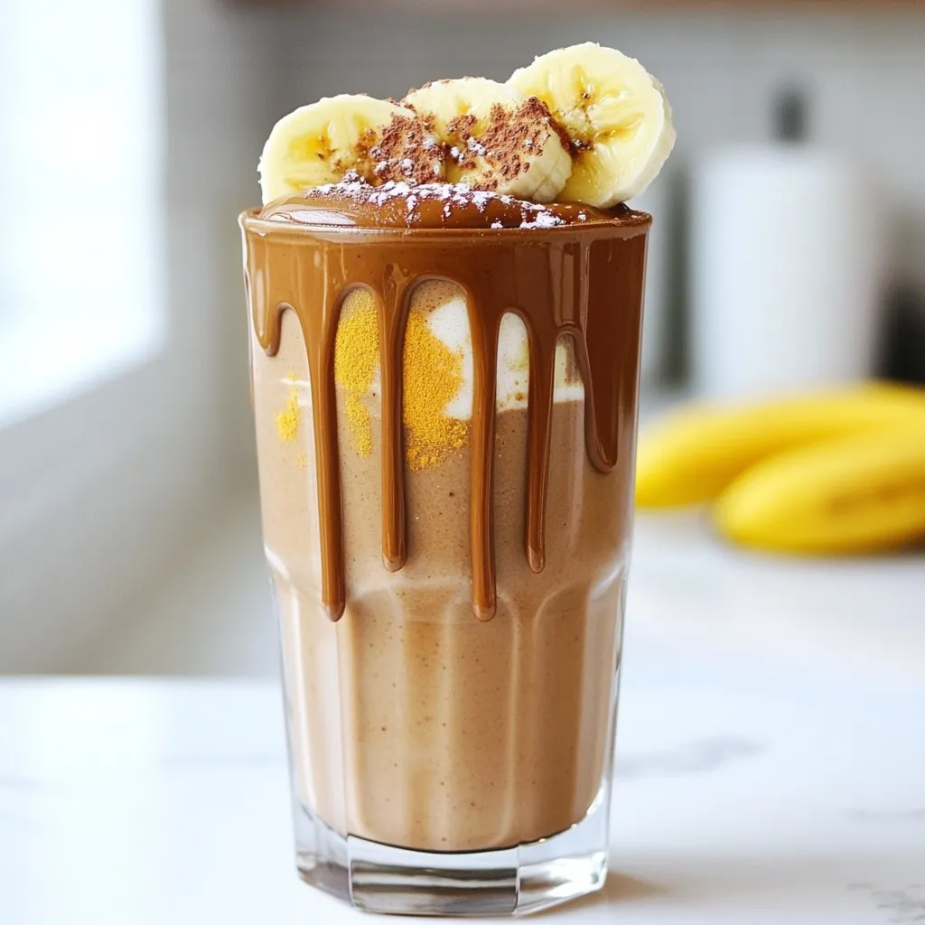 Chocolate Peanut Butter Banana Smoothie Energizing Drink