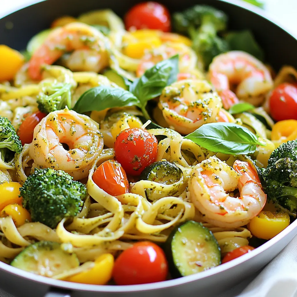 Pesto Shrimp Pasta Primavera Delightful Fresh Meal