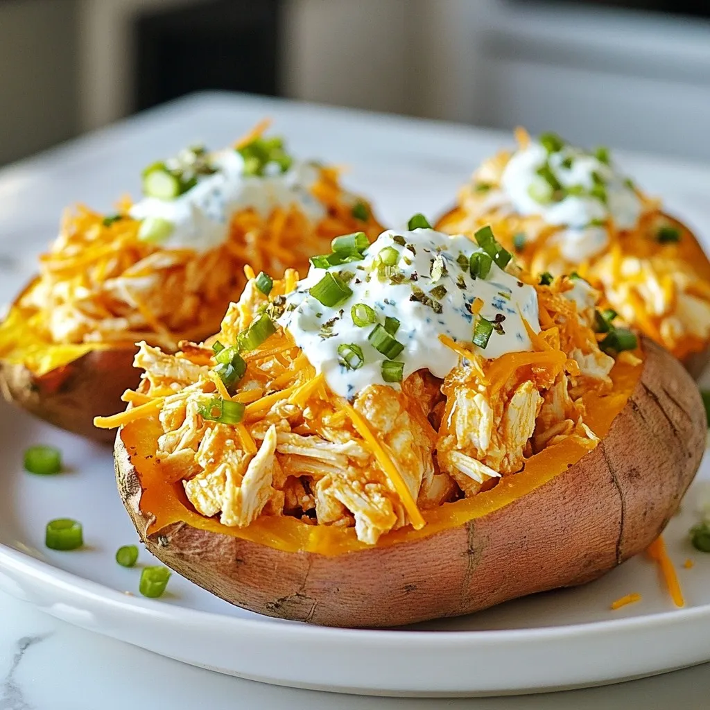 Buffalo Chicken Stuffed Sweet Potatoes Flavorful Meal