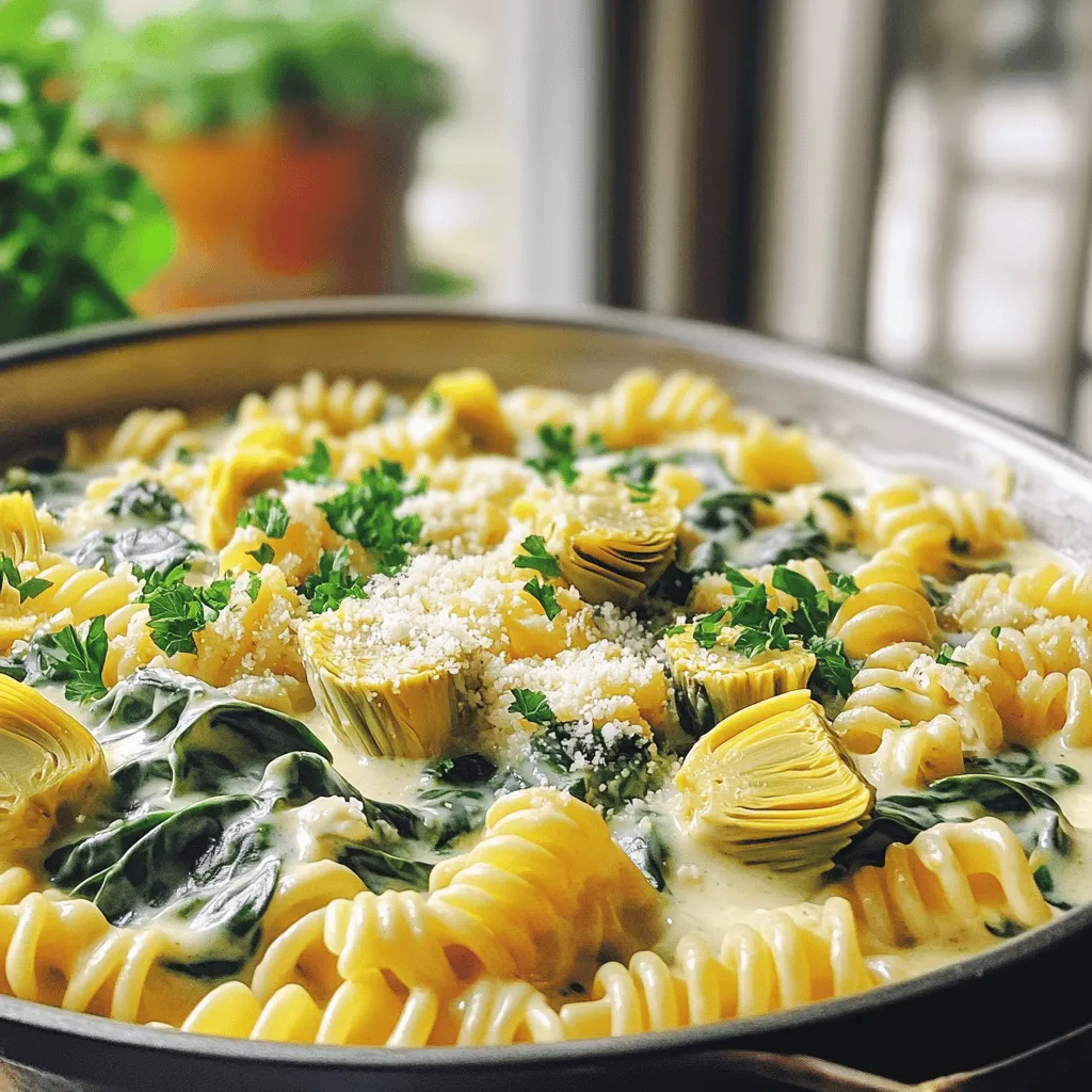 Creamy Spinach Artichoke Pasta One Pot Delight
