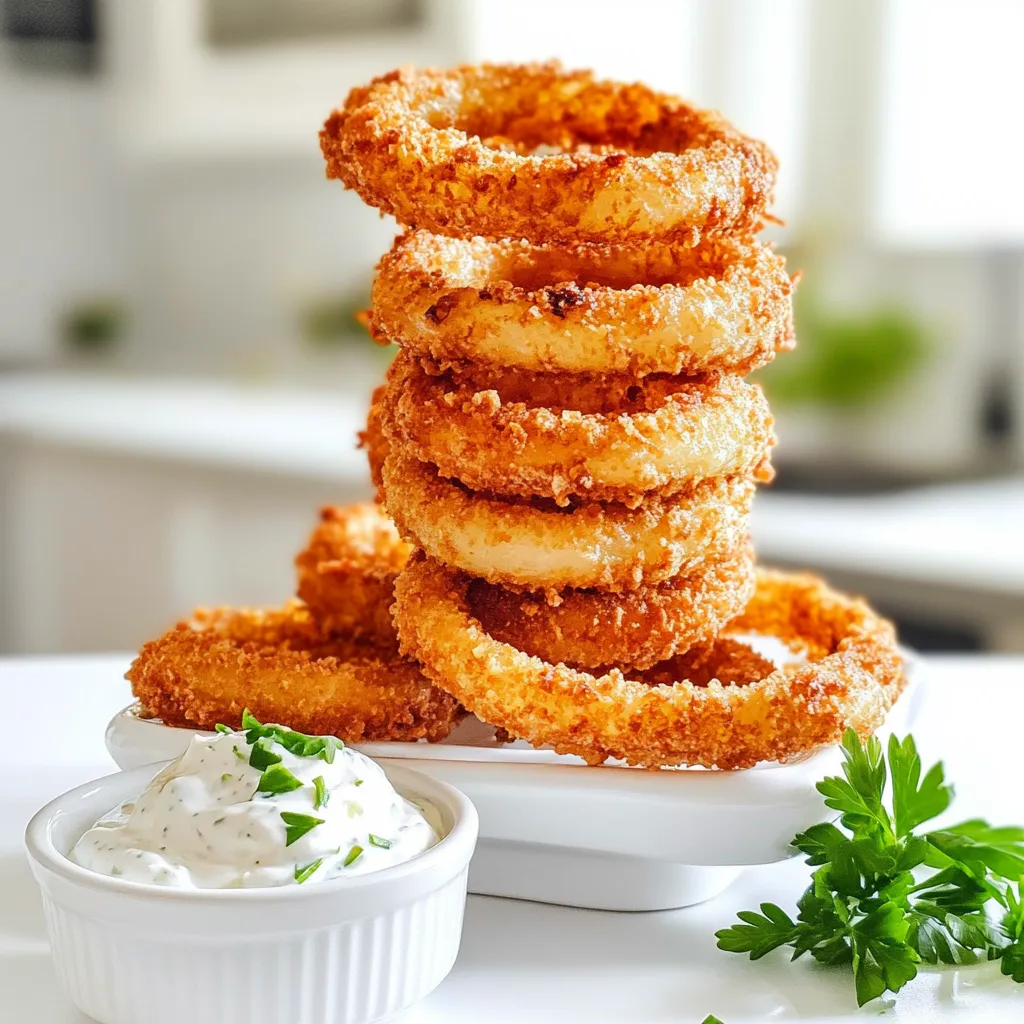 Crispy Air Fryer Onion Rings with Garlic Dip Recipe