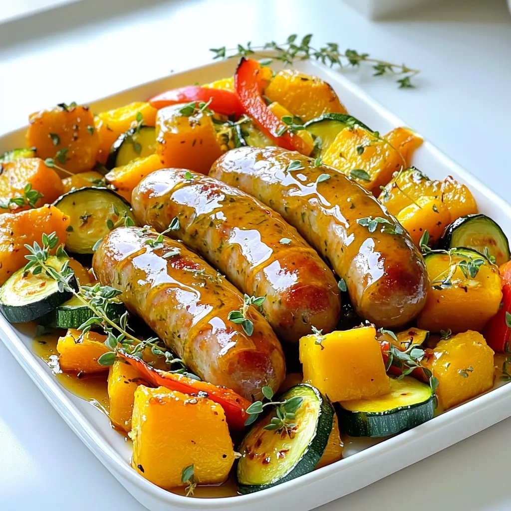 Maple Glazed Chicken Sausage with Squash Sheet Pan Delight