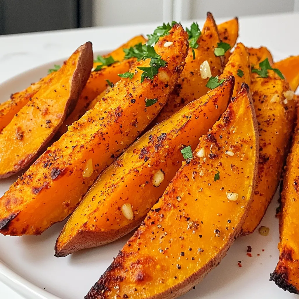 Air Fryer Garlic Sweet Potato Wedges Crispy Delight