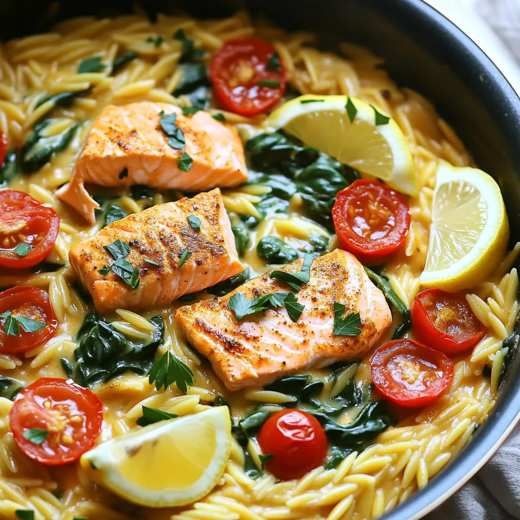 One-Pan Creamy Cajun Salmon Orzo Flavorful Delight