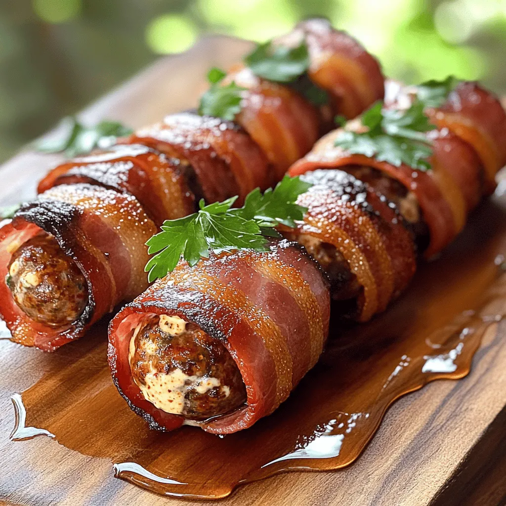 - 1 pound bacon, cut into thirds - 1 pound breakfast sausage, casings removed - 8 ounces cream cheese, softened