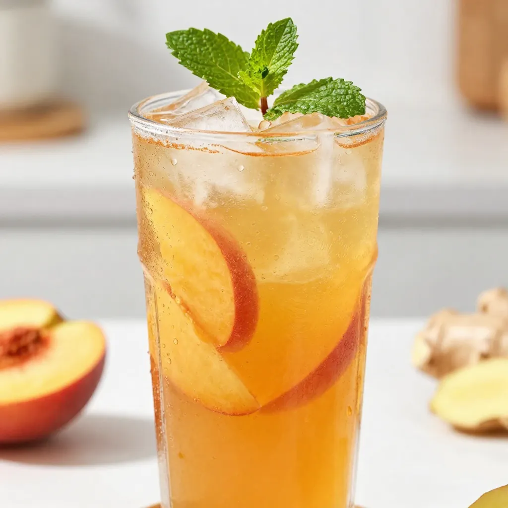 Ginger Peach Iced Tea Refreshing Summer Beverage