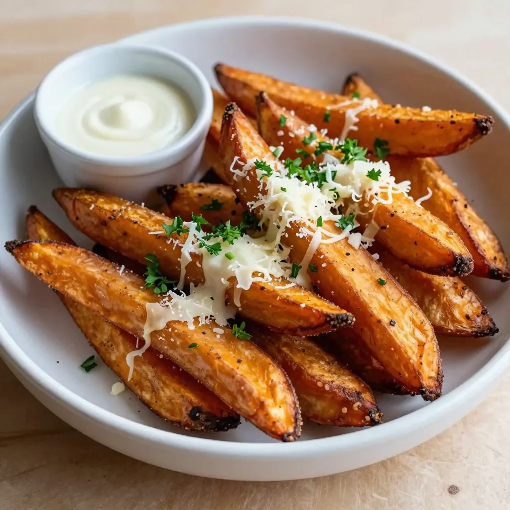 Garlic Parmesan Sweet Potato Fries Crisp and Tasty