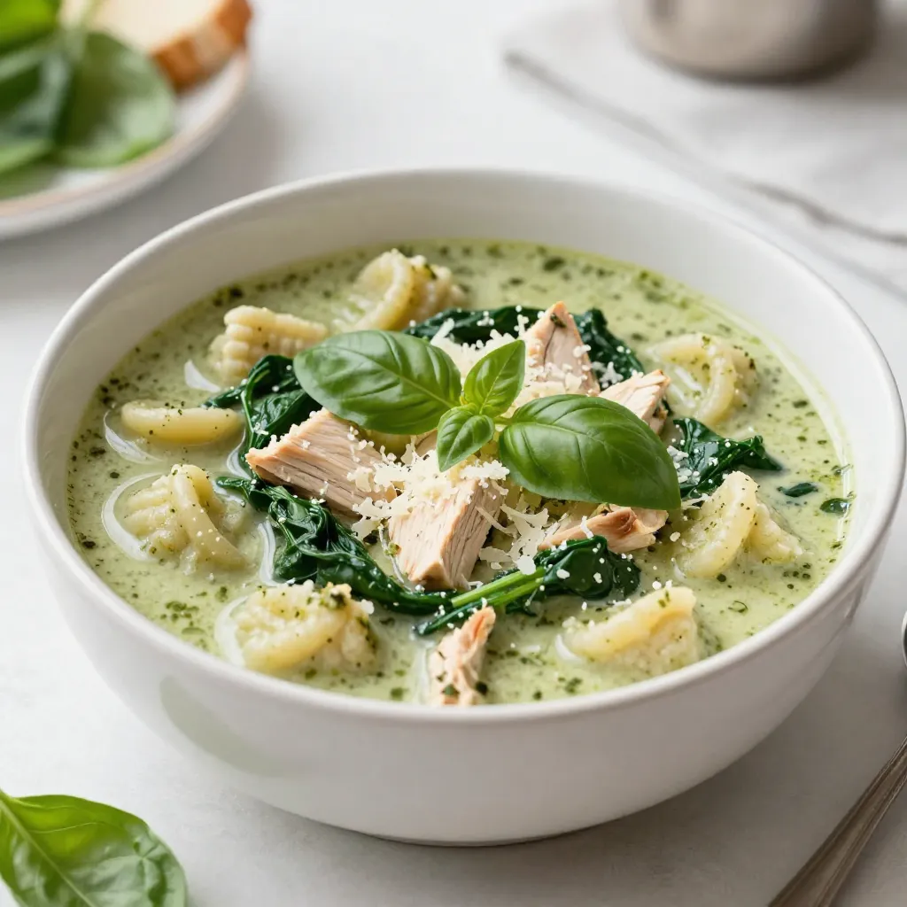 Creamy Pesto Chicken Gnocchi Soup Easy Weeknight Meal