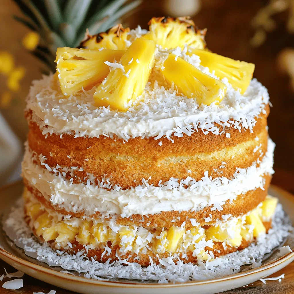 - 2 cups all-purpose flour - 1 ½ cups granulated sugar - ½ cup unsalted butter, softened - 3 large eggs - 1 cup crushed pineapple, well-drained - ½ cup pineapple juice - 1 teaspoon vanilla extract - 1 teaspoon baking soda - ½ teaspoon baking powder - ½ teaspoon salt - 1 cup shredded coconut (sweetened or unsweetened) - ½ cup chopped walnuts or pecans (optional) - 1 cup cream cheese, softened (for frosting) - 1 cup powdered sugar (for frosting) - 1 teaspoon lemon juice (for frosting)
