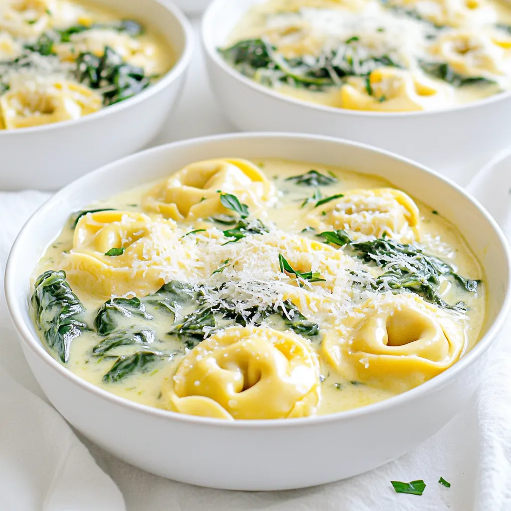 One-Pan Creamy Garlic Spinach Tortellini Delight