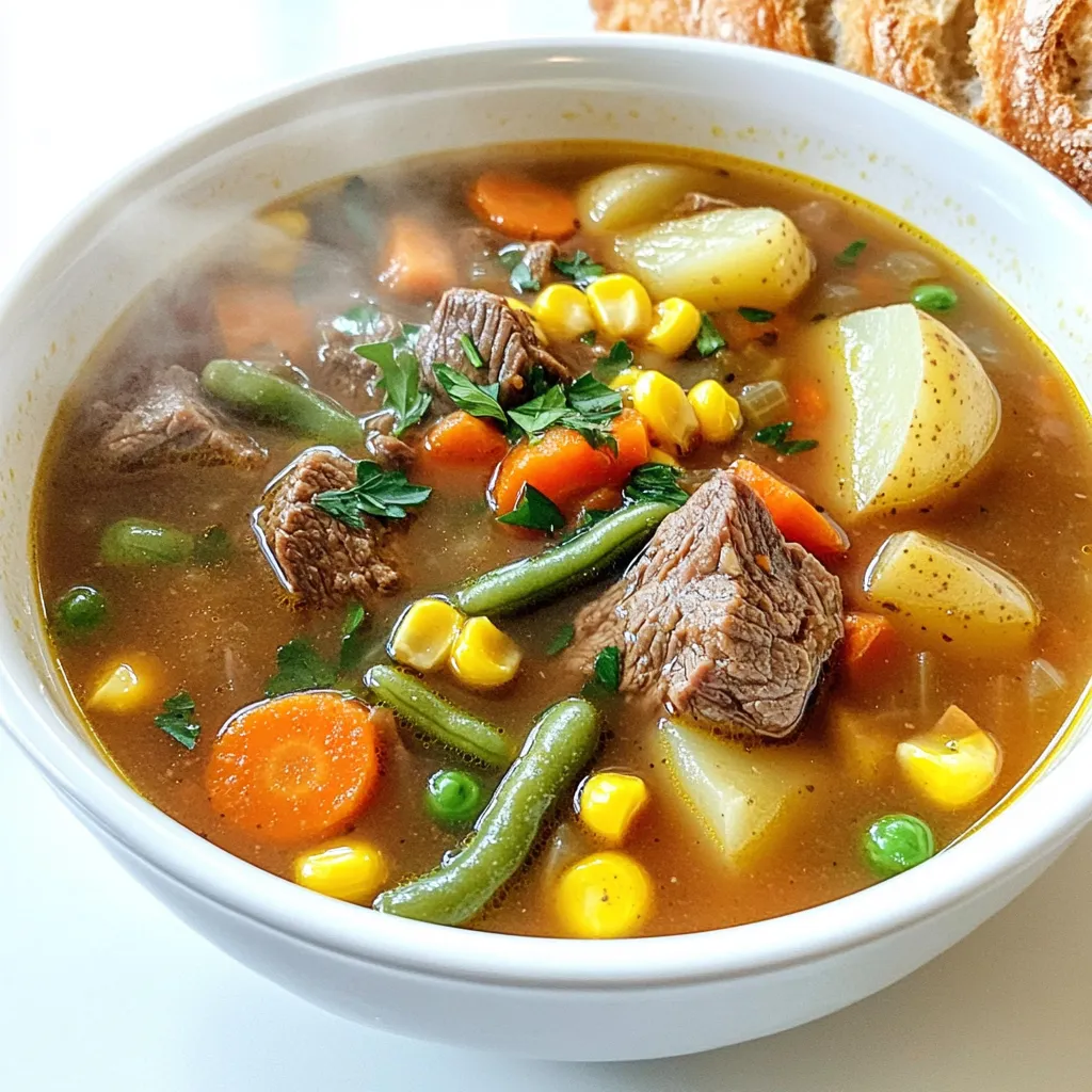 Slow Cooker Beef Vegetable Soup Comforting Meal Recipe
