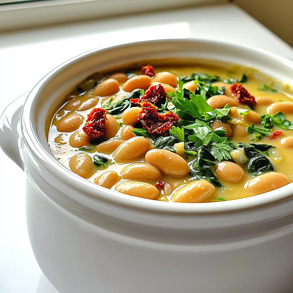 Creamy Tuscan White Beans Slow Cooker Delight
