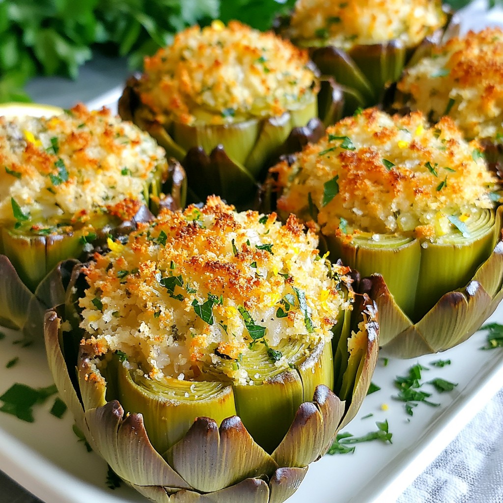 Crispy Holiday Parmesan Herb Stuffed Artichokes Delight