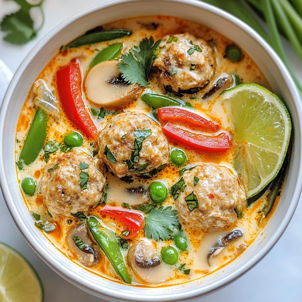 Thai Coconut Chicken Meatball Soup Flavorful Comfort Dish
