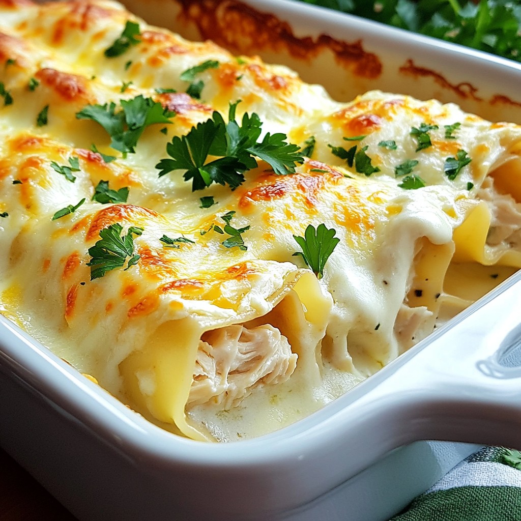 Chicken Alfredo Lasagna Roll Ups Creamy and Easy Dish