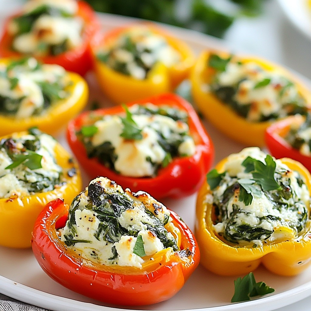 Festive Holiday Spinach Feta Stuffed Mini Peppers