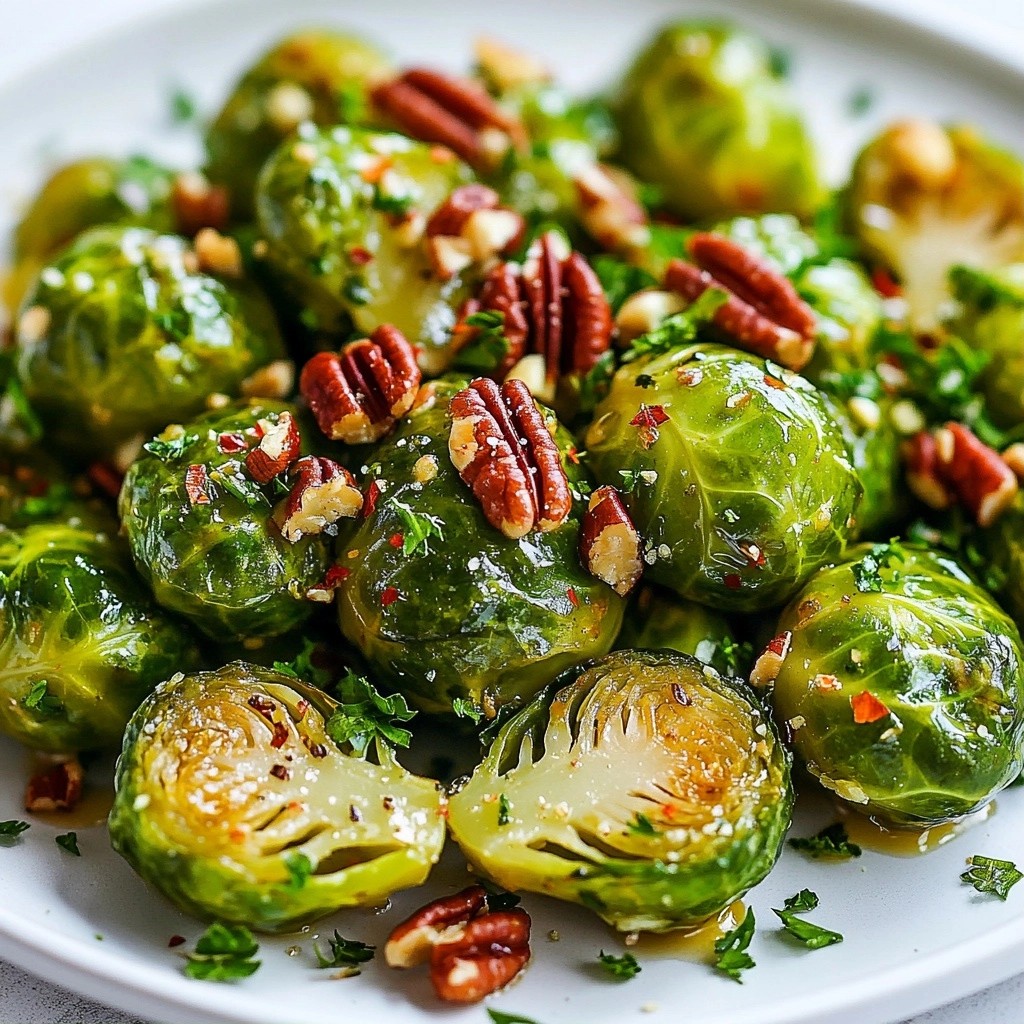 Savory Thanksgiving Maple Glazed Brussel Sprouts Dish