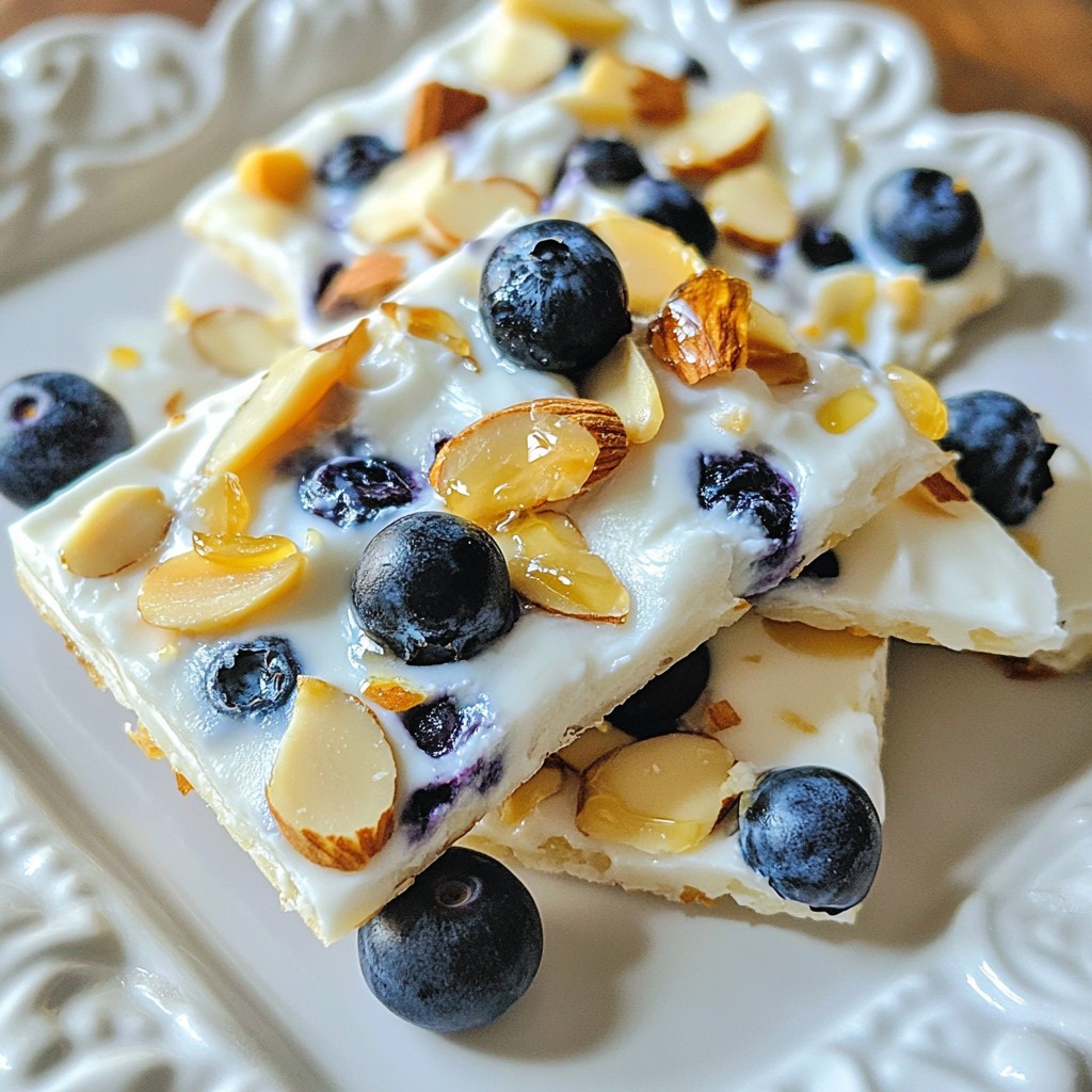 Blueberry Almond Greek Yogurt Bark Healthy Snack Option