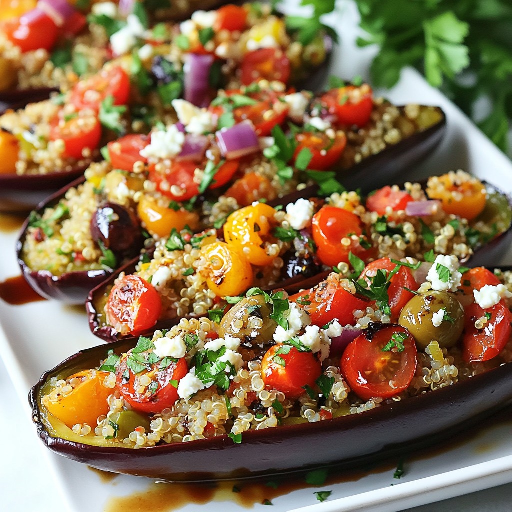 Mediterranean Quinoa Stuffed Eggplant Flavor Delight
