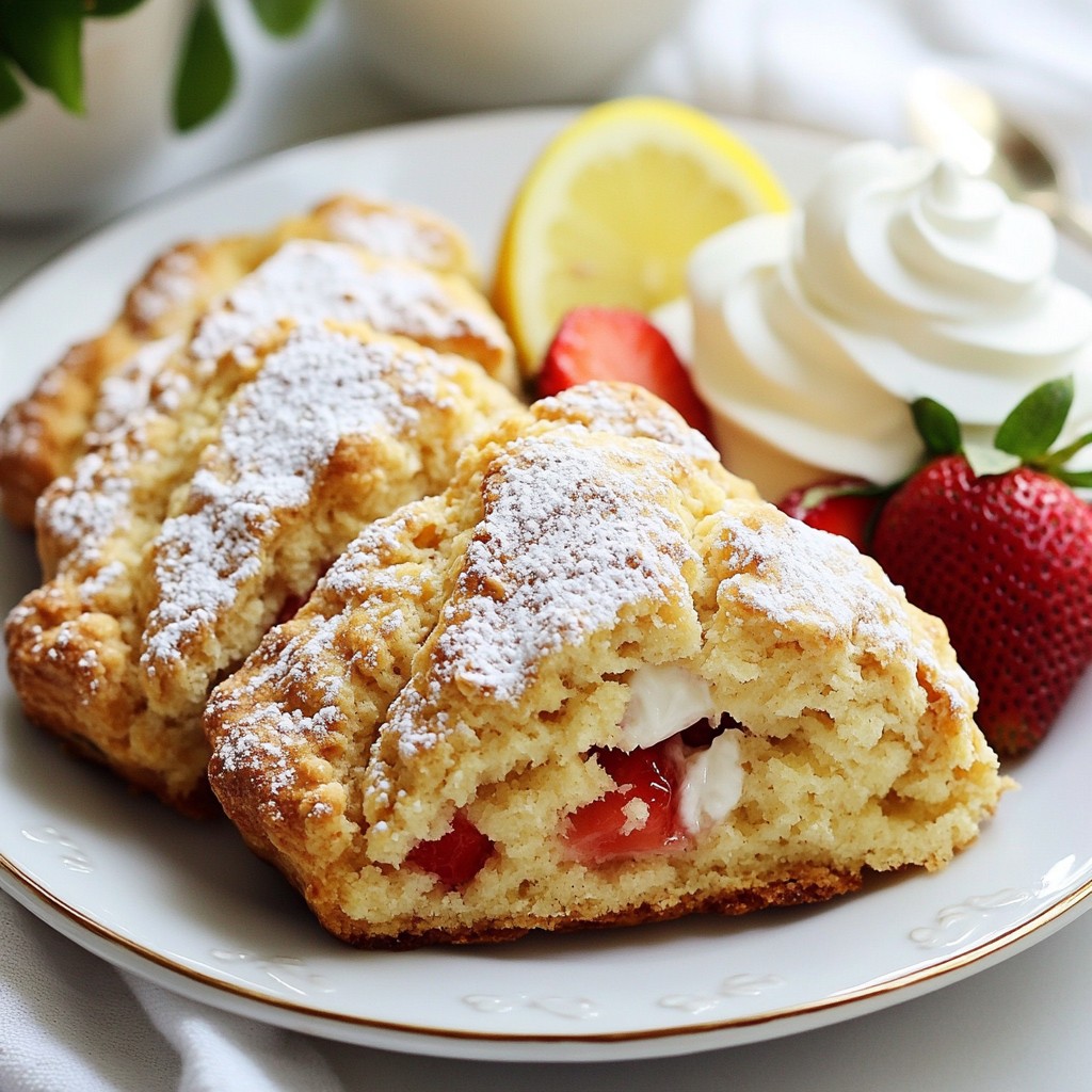 Fluffy Easter Strawberry-Lemon Scones Delightful Treat