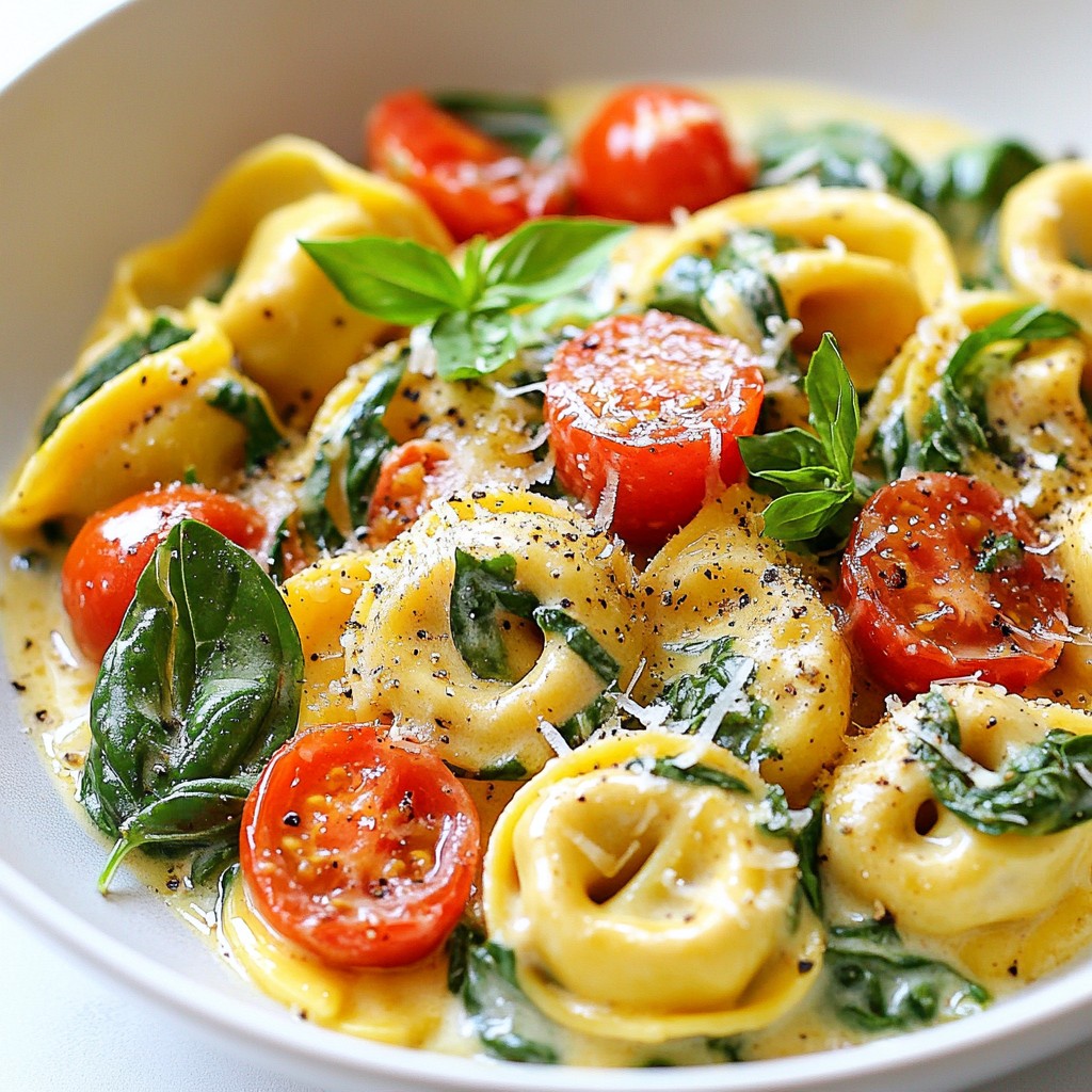 Creamy Spinach Tomato Tortellini Delightful Dish