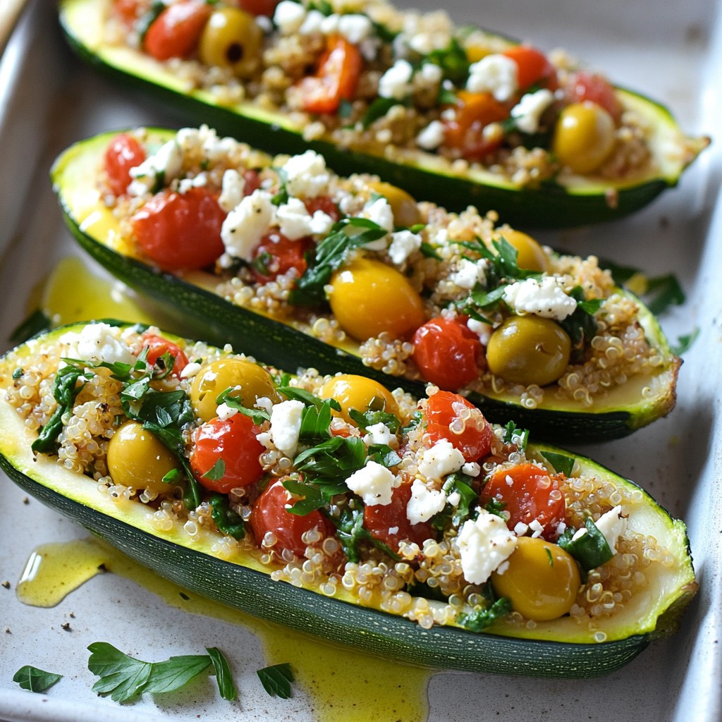Mediterranean Stuffed Zucchini Boats Flavorful Dish