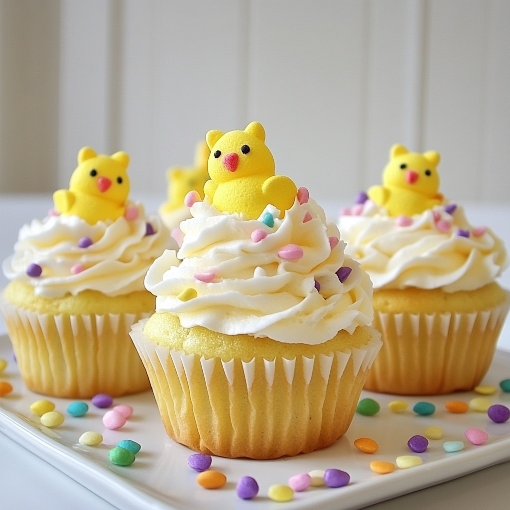 Fluffy Easter Peep Marshmallow Cupcakes Delight