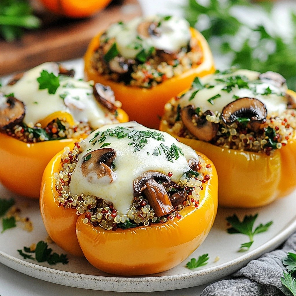 Tender Thanksgiving Mushroom and Herb Stuffed Peppers