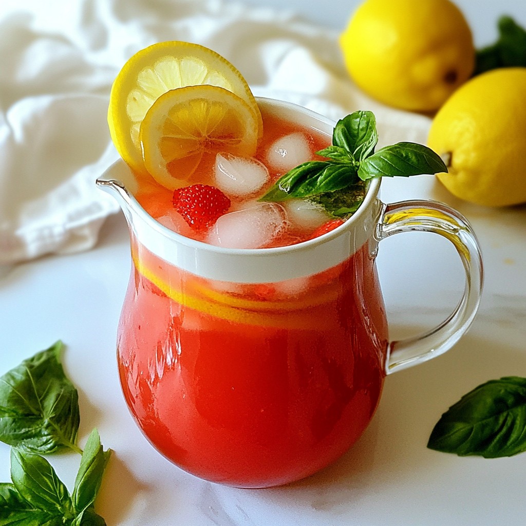 Strawberry Basil Lemonade Refreshing Summer Drink