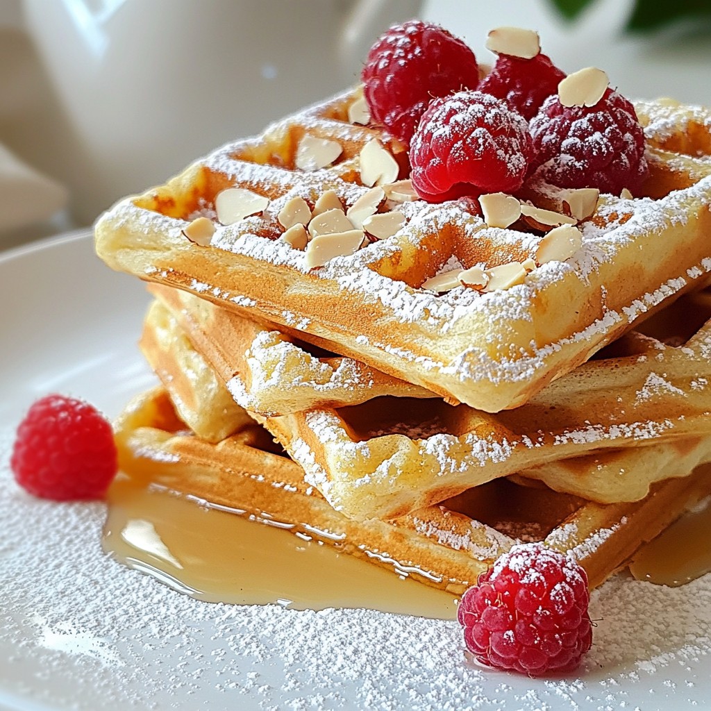 Fluffy Easter Raspberry Almond Waffles Delightful Treat