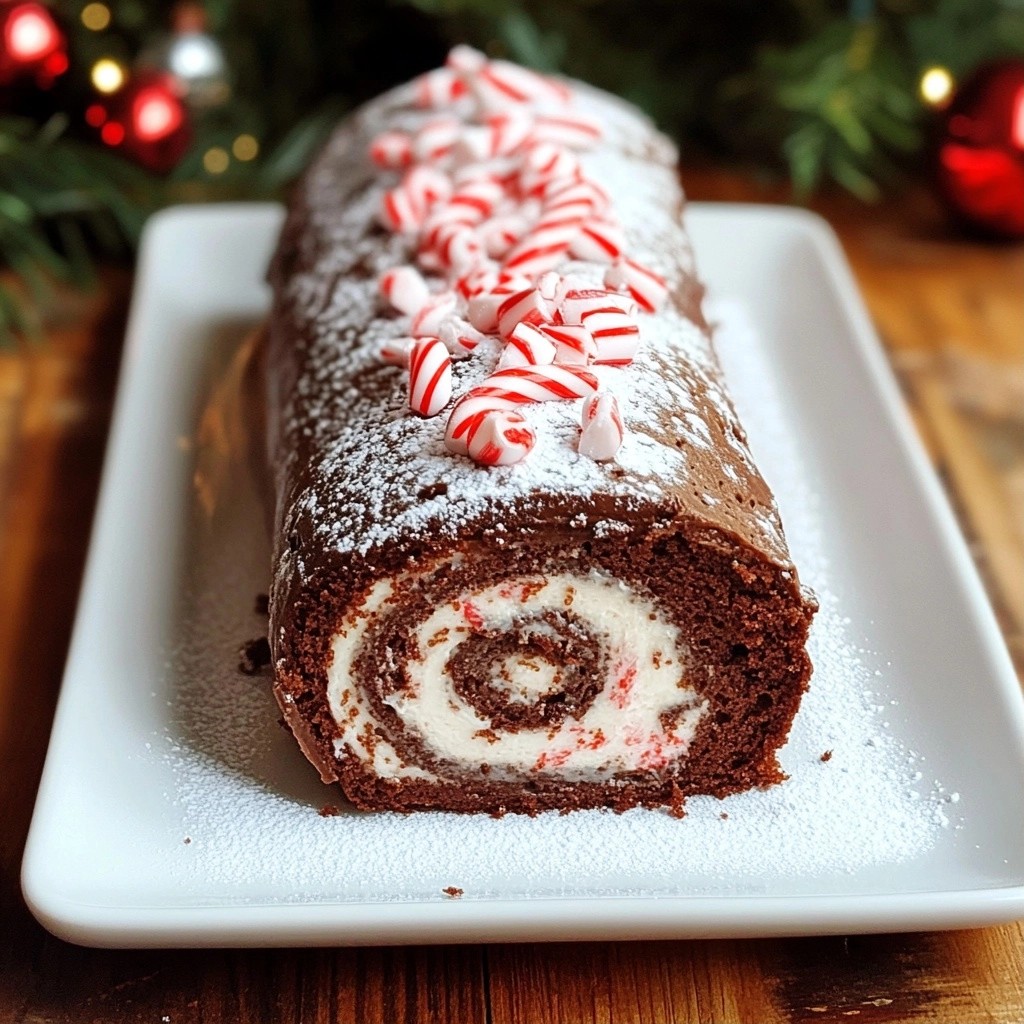 Creamy Holiday Chocolate Peppermint Roll Cake Delight