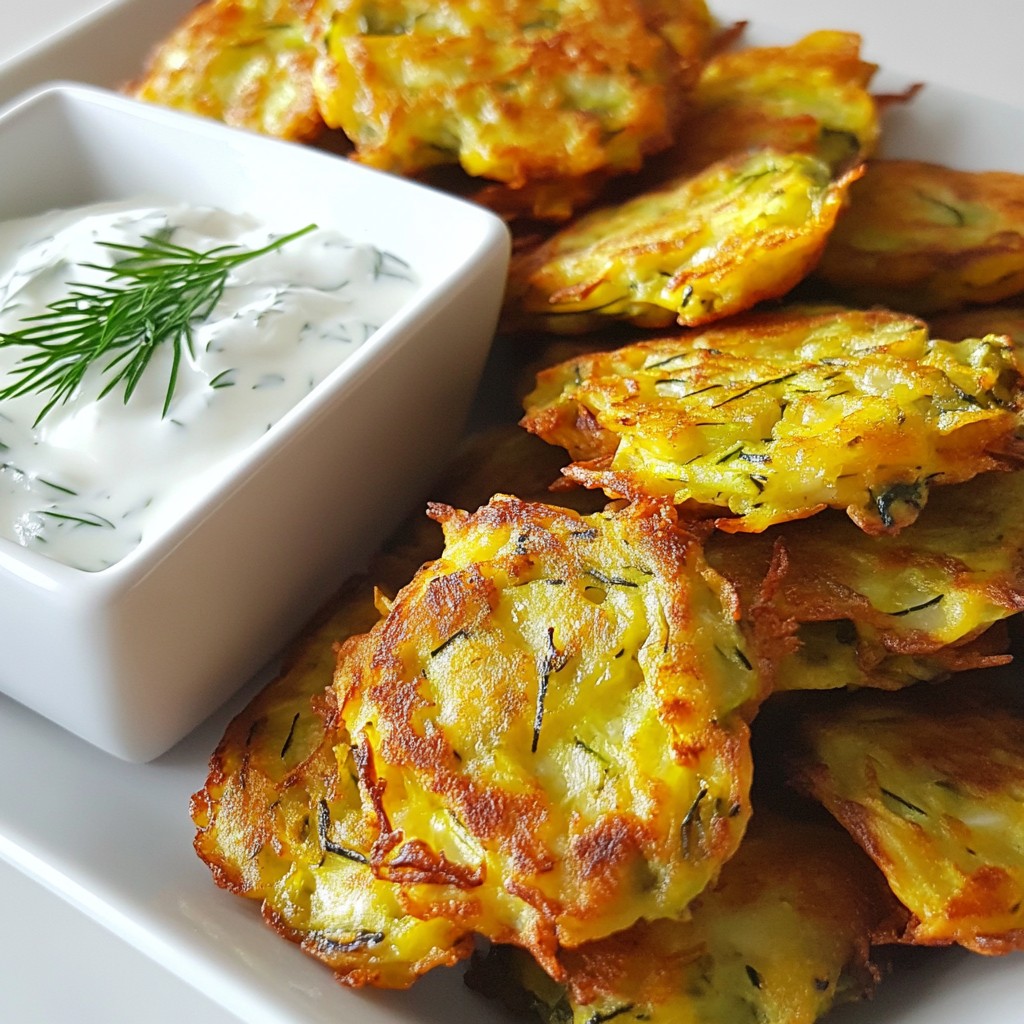 Crispy Holiday Zucchini Fritters with Dill Dip Recipe