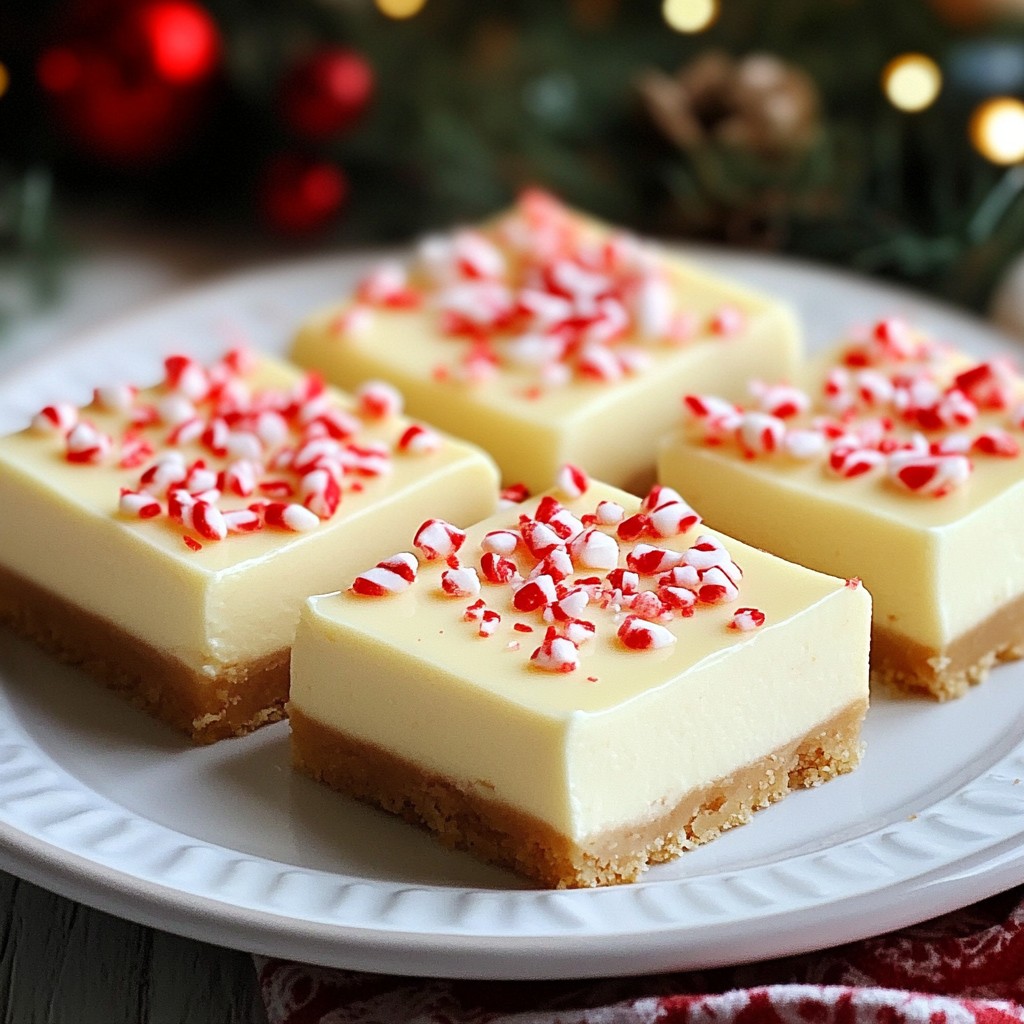 Creamy Holiday Peppermint Cheesecake Bars Delight