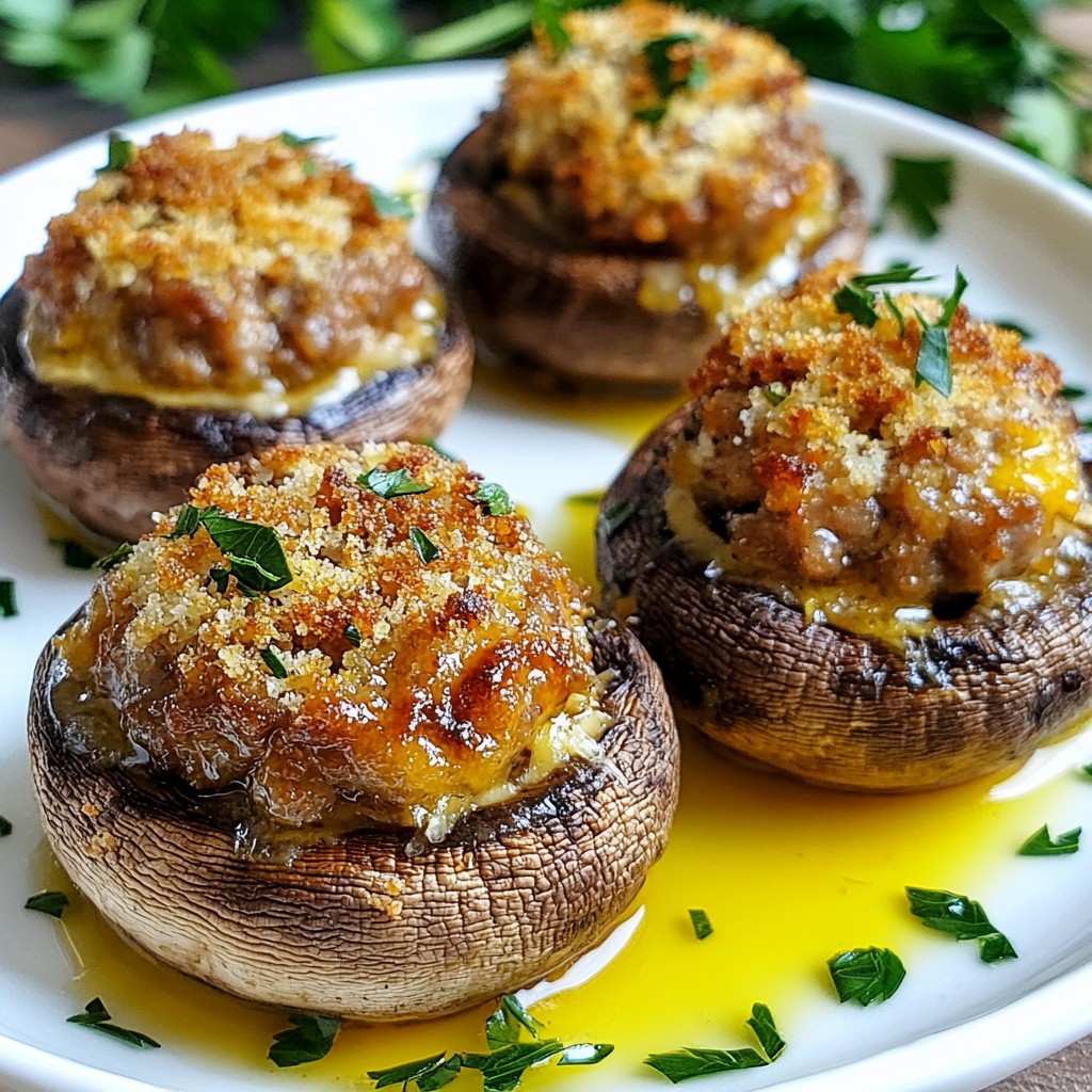 Savory Thanksgiving Turkey Sausage Stuffed Mushrooms