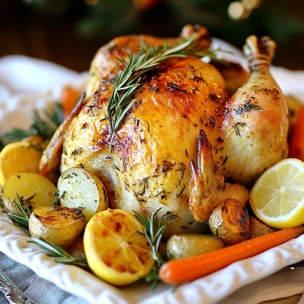 Savory Christmas Rosemary Garlic Roasted Chicken Recipe