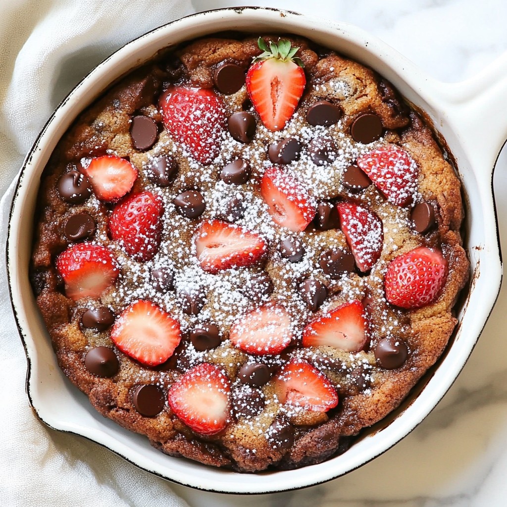 Chocolate Strawberry Skillet Cookie Simple and Delicious