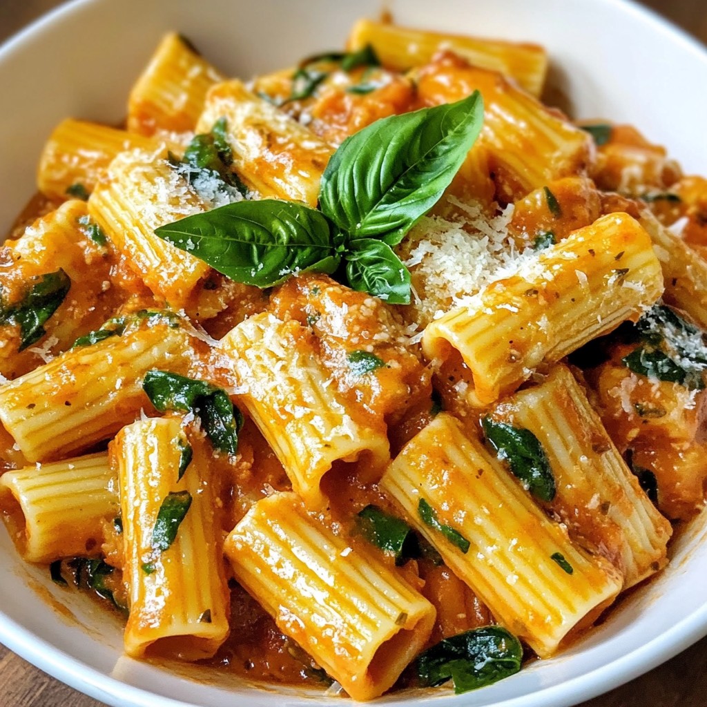 Creamy Tomato Spinach Rigatoni Easy and Flavorful Meal