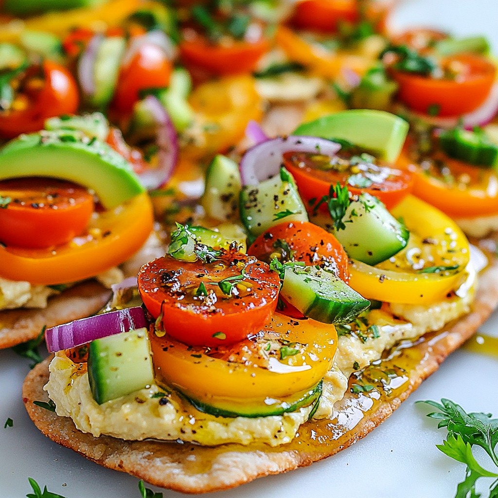 Veggie Loaded Hummus Flatbread Flavorful and Fun Meal