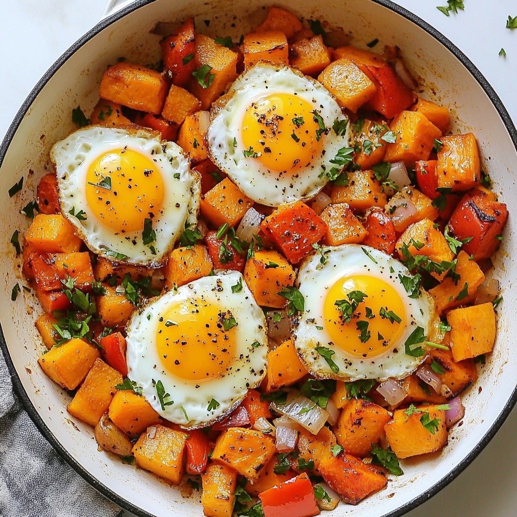 Savory Sweet Potato Hash with Eggs for Breakfast